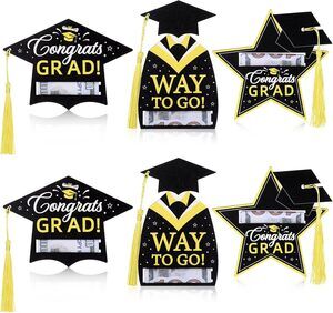 6 Pieces Graduation Money Gift Holder Yellow Wooden Card Box Cash for Grad